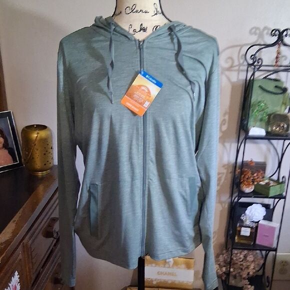 NWT Columbia Women's Green Zip-Up Hoodie Size Large - Picture 2 of 9